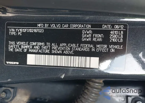 2013 Volvo S60 T5/T5 Platinum/T5 Premier/T5 Premier Plus from USA, damaged, VIN YV1612FS1D2187023